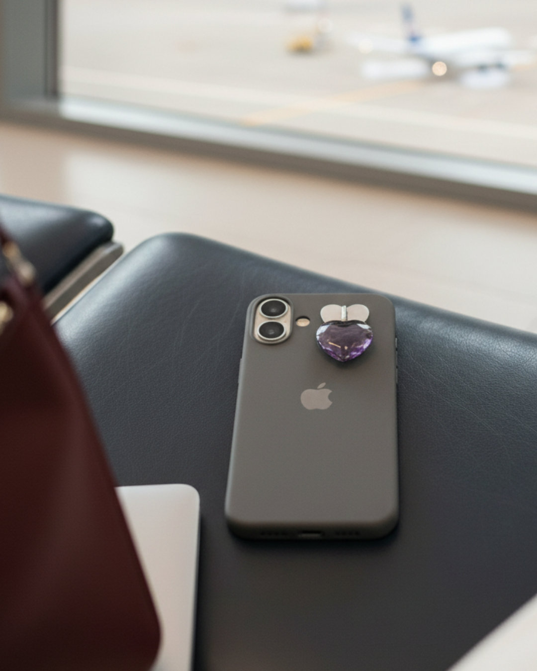 Amethyst Heart Phone Charm