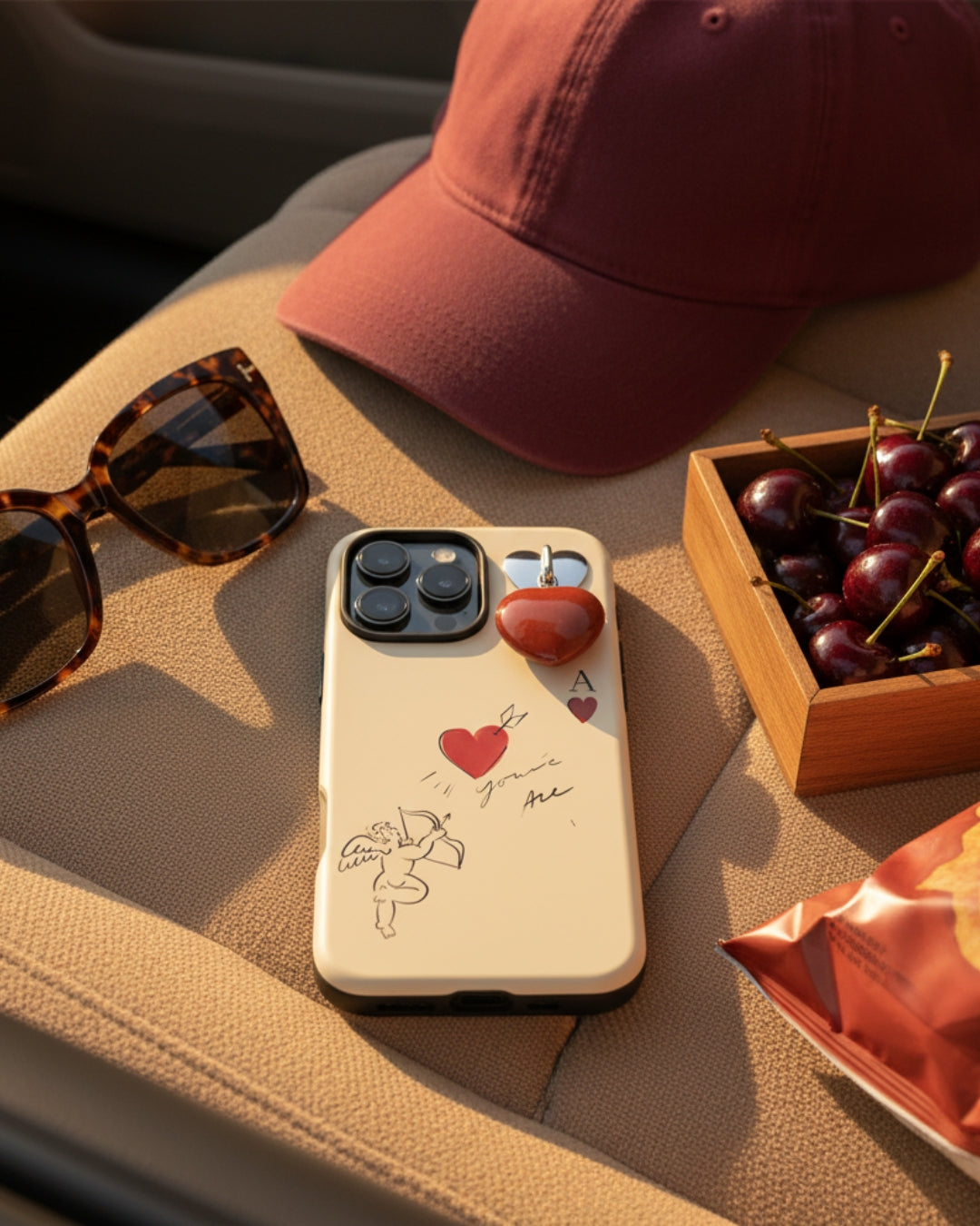 Red Jasper Heart Phone Charm