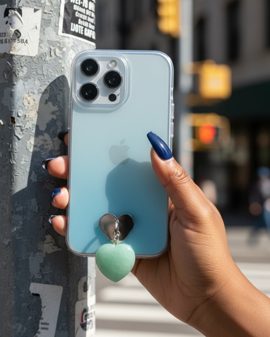 Aventurine Heart Phone Charm