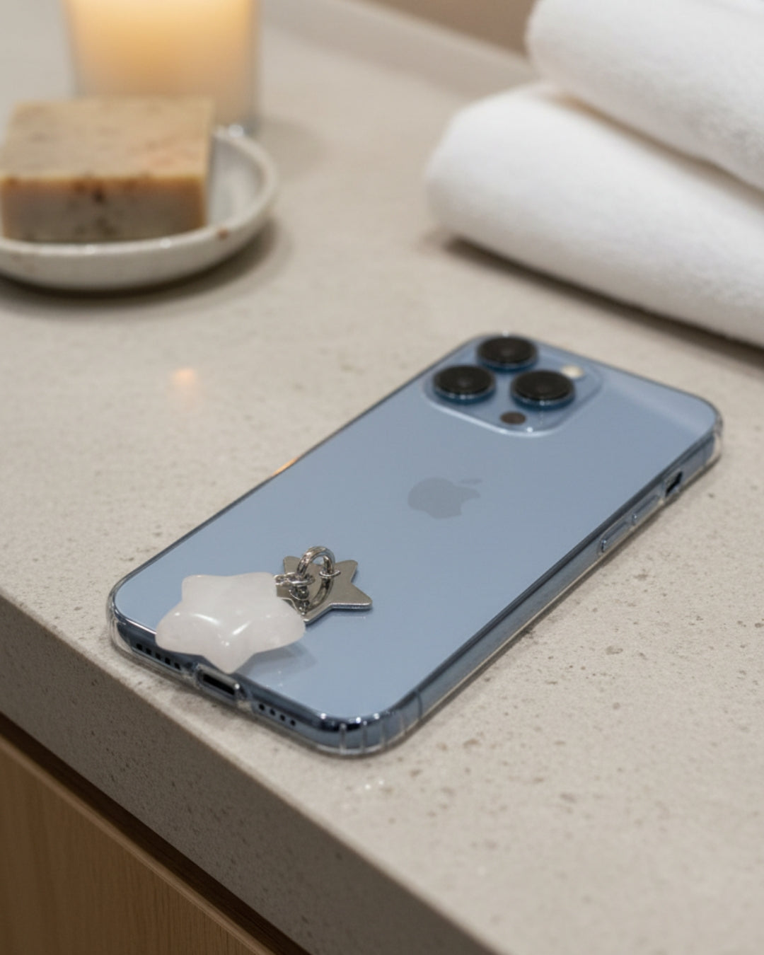 Clear Quartz Star Phone Charm