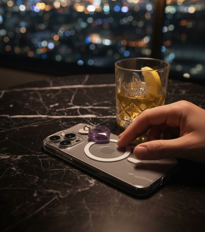 Amethyst Heart Phone Charm