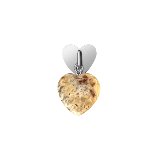 Mexican Agate Heart Phone Charm
