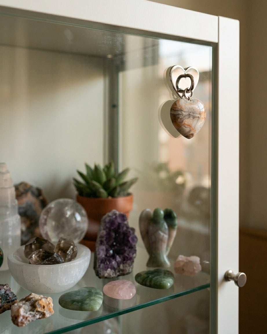 Mexican Agate Heart Charm