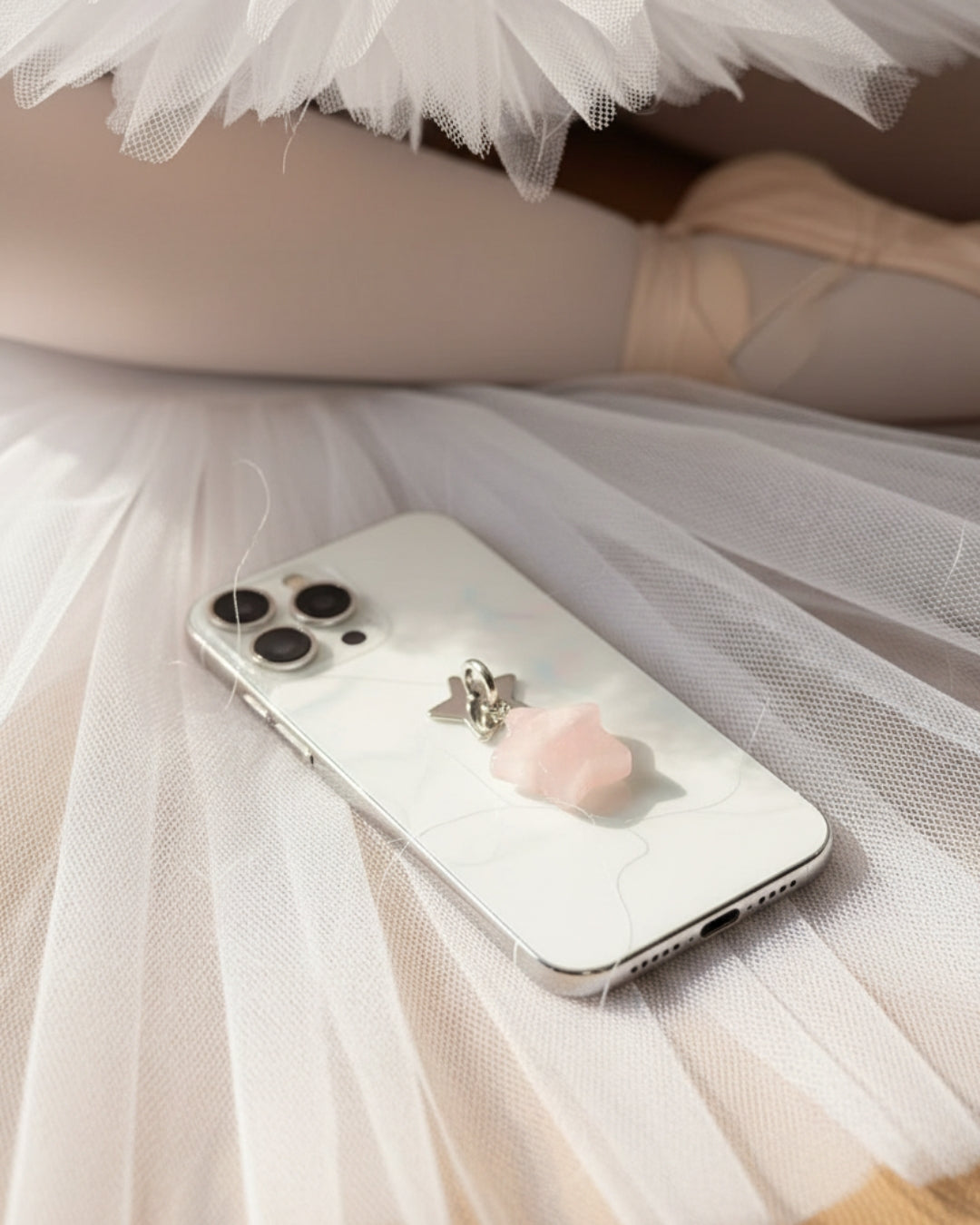 Rose Quartz Star Phone Charm