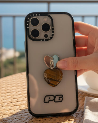 Tiger's Eye Heart Phone Charm