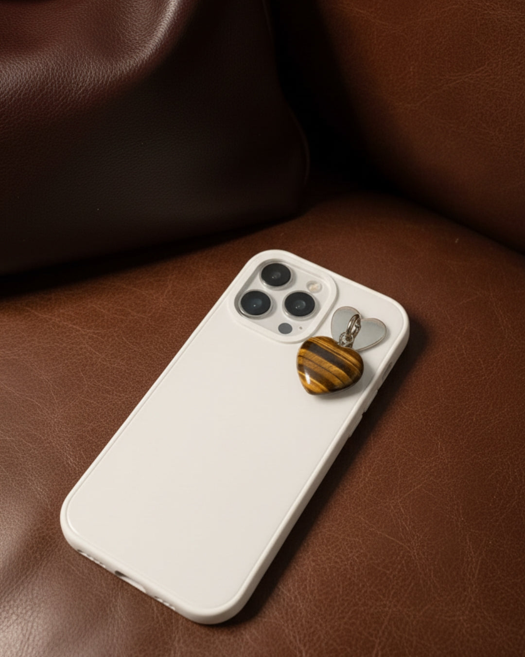 Tiger's Eye Heart Phone Charm