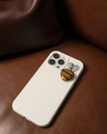 Tiger's Eye Heart Phone Charm