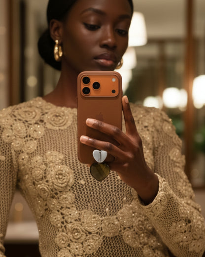 Tiger's Eye Heart Phone Charm